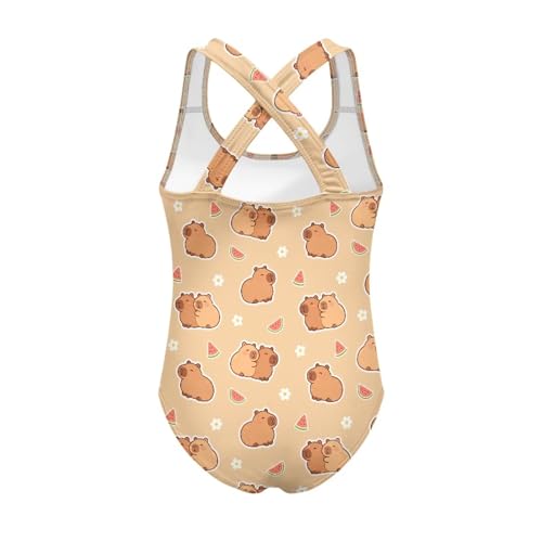 Image of Girls One Piece Bathing Suit,Slim-Fit Ruffle Strap Swimsuit with Adjustable Strap Quick Dry Summer Beach Swim Suit