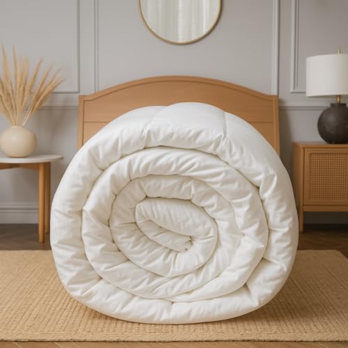 Image of Earthlycozy 500 GSM Premium Comforter - All-Season Down-Alternative, Lightweight, Breathable, Hypoallergenic and Machine Washable (White, Double)