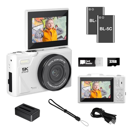 Appareil photo numérique FHD 64 MP 4K portable avec zoom 16x WGM et écran rabattable