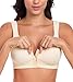 Lemorosy Women's Full Coverage Plus Size Front Closure Posture Back Non-Padded Wireless Support Minimizer Bra (44D, Beige)