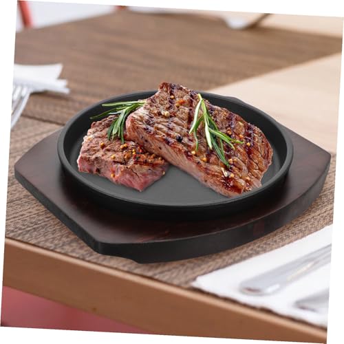 Plat à steak fonte robuste et son support bois noble - 7