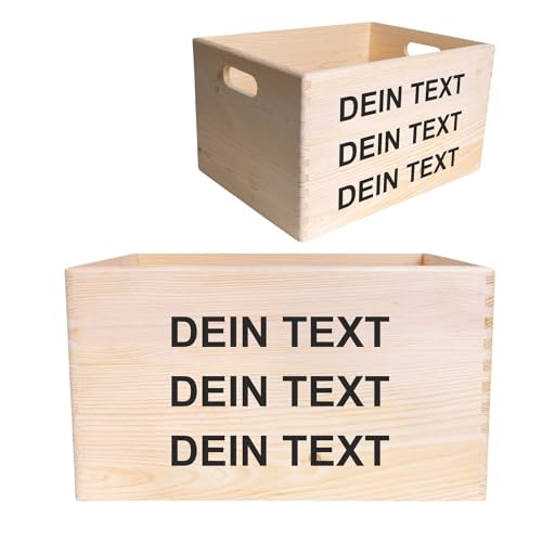 Creative Deco Grande Caja Madera Personaliza Con Texto 40x30x24cm - 1cm Asas Pascua Regalo Original Cesta Decorativa Almacenaje Cajón Baúl Multiusos Decorar Documentos Juguetes Herramientas