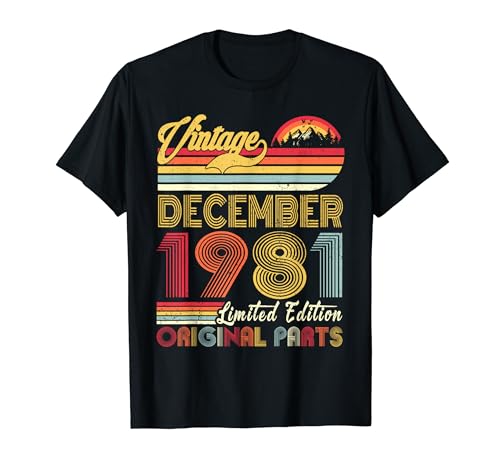 Vintage December 1981 43 Years Old Retro 43rd Birthday Camiseta