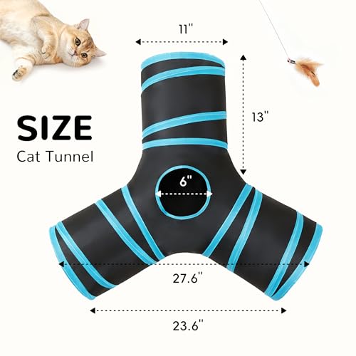 Tempcore Pet Cat Tunnel Tube Cat Toys 3 Way Collapsible, Tunnels for Indoor Cats，Kitty Bored Peek Hole Toy Ball Cat, Puppy, Kitty, Kitten, Rabbit by Tempcore - Image 2