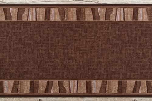 Tapis de couloir antidérapant Linea moderne et durable marron - 8
