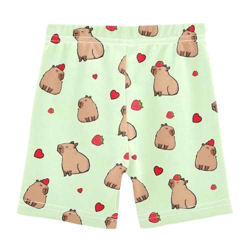 Lovely Simple Capybara Green Girls Shorts Elastic Waist Sports Shorts Girls Leggings Pants for 4-10 Years2