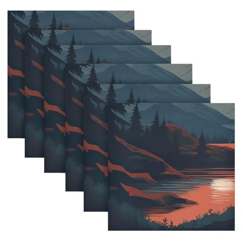 Servilletas de tela cuadradas Sunset Mountain pack 6 miniatura 6