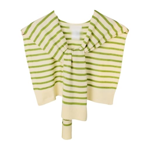 Chal de pashmina de punto de moda para mujer, capa anudada de punto a rayas, para habitaciones con aire acondicionado, verde claro, Talla única