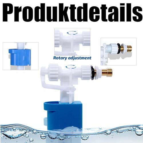 1 Stück Spülkasten Füllventil, Füllventil für Spülkasten WC Spülkasten Ersatzteile G3/8 G1/2 Zoll Für Keramik Spülkasten (Blau-Weißer)