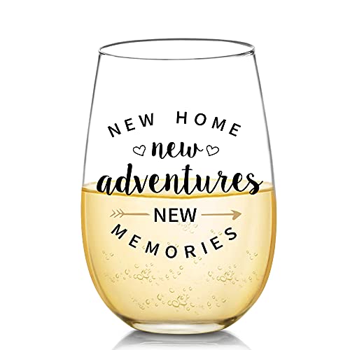Housewarming Gifts For New Home - New Home New Adventure New Memories Funny Wine Glass For New Home House Owner Friends Couple Women Men, Unique First Time House Owner Gift Ideas For Men And Women #TOP8