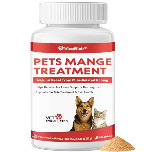 VivaElixir Mange Treatment Cats and Dogs - Natural Dog Itching Relief - Relieves Itchy Scaly Dry Skin Welts & Scabs - Skin & Coat Comfort Powder for Itchy or Irritated Skin - 2.12 oz (60 g)