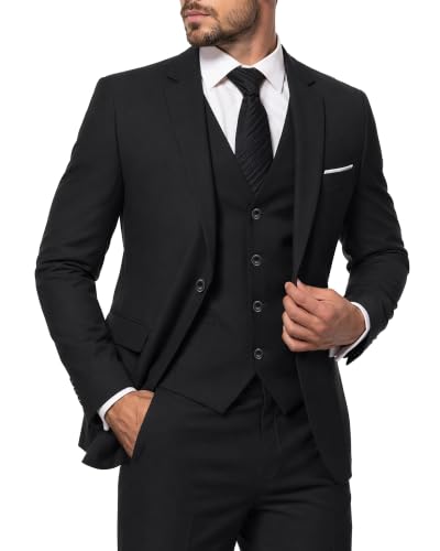 Image of MY'S Men's Suit Slim Fit One Button 3-Piece Suit Blazer Dress Business Party Jacket Vest & Pants