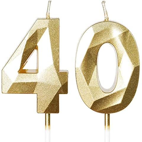 40th Birthday Candles, Number 40 Candle, Gold Candles, Birthday Candle for Cake, Happy Birthday Candle, Cake Candles Cake Topper Decorations for Birthday Party Wedding Anniversary Celebration Supplies Cover