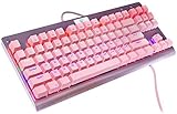 Granvela MechanicalEagle Z-77 Mechanical Keyboard | Aluminium Panel | Tactile Clicky Blue Switches | Rainbow LED Backlit | N-Key Rollover | 87-Key Tenkeyless | Hot Swappable - Pink