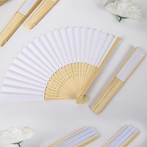 Éventail à main pliable de 21 cm blanc pour accessoire de danse et cortège