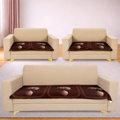 Image of Homerz Premium 'Luxe Series' Holland Velvet Sofa Cover | Smooth Finish | Anti-Skid Fleece Backing | Soft Touch Couch Protector for Living Room (Vase, 7 (3+2+2) Seater, Only Seat Cover)