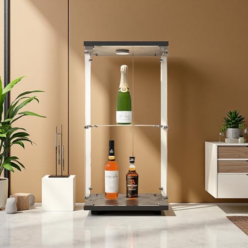 SUNFECILI Vitrina de Cristal de 2 Capas,Vitrina