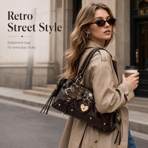 Image of Shoulder Purse for Women, Leather Women's Handbag Y2k Aesthetic Coquette Shoulder Bag Hobo Punk Trendy Ladies Purse