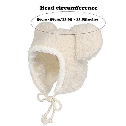 Wxoieod Women Plush Bear Hat, Super Soft Warm Hat With Big Ear Flaps, Cute Winter Warm Floppy Ear Beanie Cap For Unisex Adults Girls Halloween Cosplay Christmas Party Beige #TOP1