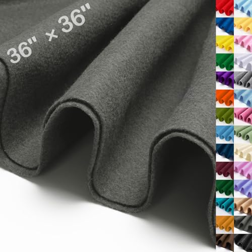 Image of XSEINO Dark Gray Large Felt Fabric 36 inch X 36 inch(1 Square Yard), 1.4 mm Thick Soft Felt Fabric Sheet for Crafts, Gray Series Colors Soft Nonwoven Fabric, Fit for Decoration, Sewing, DIY Crafts