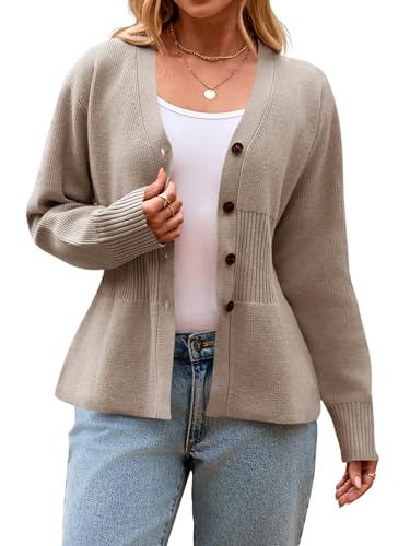 Cicy Bell Womens V Neck Cardigan Sweaters Long Sleeve Cinched Waist Knit Tops Dressy Casual Button Up Fitted Outerwear4
