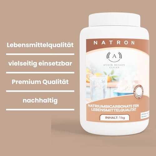 Natron Pulver 1kg Lebensmittelqualität E500ii | Natriumbicarbonat Backsoda Backpulver Backing Soda Natriumhydrogencarbonat | zum Putzen Reinigen rein Premium Qualität