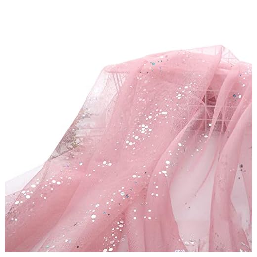 Vayliro 160cm x 2m Tüllstoff Glitzer Tüll Stoff mit Pailletten Dekostoff Meterware Bekleidungsstoffe für DIY Handwerk Hochzeit Party Bankett Tutu Rock Geschenk Schleife Tischedeko,Altrosa