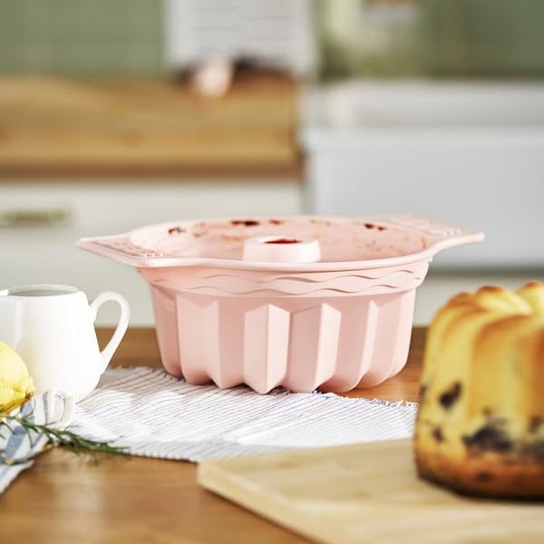 ProTuning BAKTIDER - Molde para tartas estriado, color rosa pálido, 22 cm