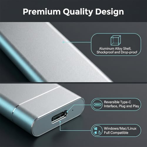 64GB Portable Memory Expander, USB 3.1 SSD, Mobile Phone Intelligent Backup Disk, Universal Android Phone & Computer Dual Use Mobile Extender, Ultra Slim External Storage,(Silver)