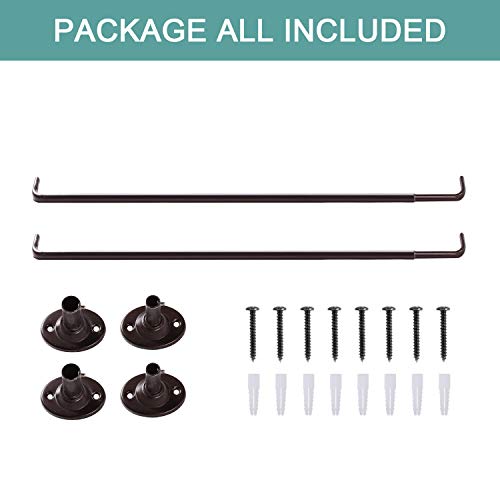 Turquoize 2 Pack Wrap Around Curtain Rods For Windows 28 To 48 Inch Single Curtain Rods Bronze Curtain Rod Set Wrap Curtain Rods For Blackout Room Darkening Curtains, 28-48 Inch, Bronze, 2 Pack #TOP5