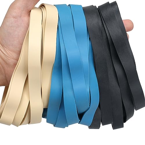 Foshine Rubber Bands Size#107 Heavy Duty Big Wide Tactical Rubber Band 30PCS Elastic Bands For Office Supply Trash Can File Folders Litter Box (Black blue Beige) image 6