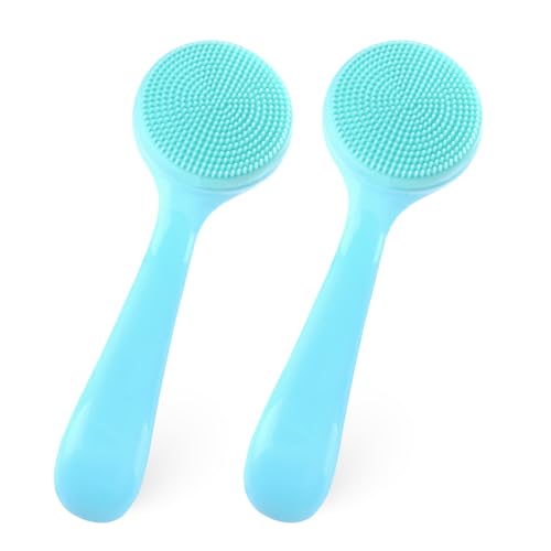 2Pack Silicone Face Brush Manual Face Scrub Brush Soft Facial Brushes Blue