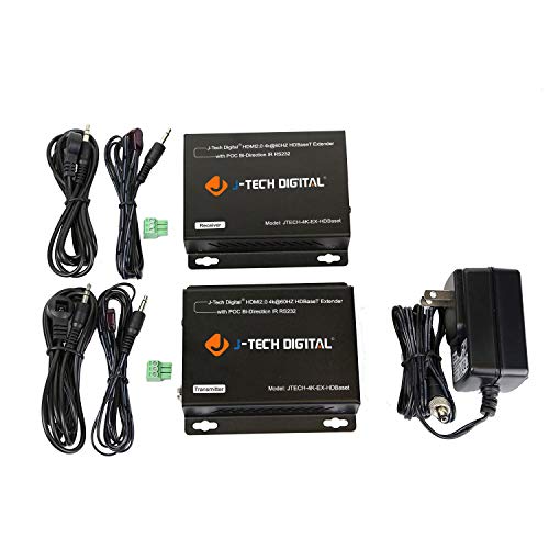 J-Tech Digital Hdbaset Hdmi Extender 4K@60Hz 4:2:0 Hdcp2.2 Poc Bundle With 100 Ft 23Awg Cat6 Unshielded (Utp) Ethernet Cable 100% Pure Copper High Performance #TOP6