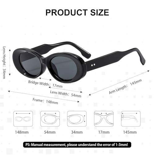 VIA LEECA Retro Oval Sunglasses for Women Men，90s Designer Trendy UV400 Protection Shades4
