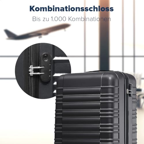 TRVLMORE Koffer & Trolleys - Koffer Set, Kofferset 2 Teilig, Handgepäck Koffer, Hartschalenkoffer Groß, Reisekoffer mit Rollen Groß - Trolley Handgepäck - Handgepäck Trolley 55x36x20 - Schwarz