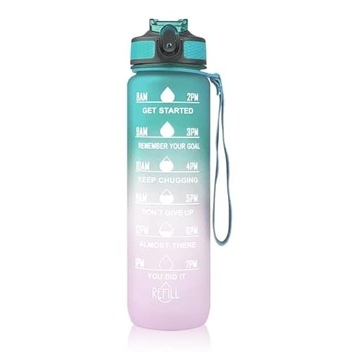1 liter wasserflasche mit motivierender zeitmarkierung