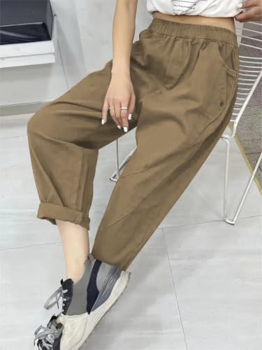 Image of Leriya Fashion Trouser for Women High Waist Wide Leg | Grey Trousers Office Wear Pleated Korean Pants for Womens | Loose Fit Korean Baggy Trouser Pant