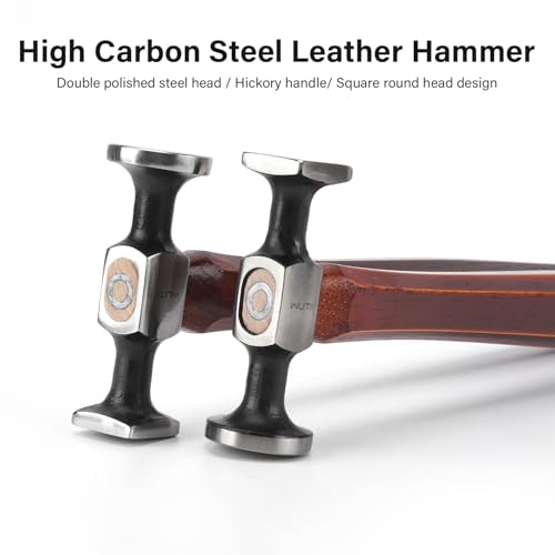 Image of WUTA Leather Hammer Double Head Cobblers Hammer Mirror Polishing Carbon Steel Mallet for Professional Leather Craft Tool (gen 2)