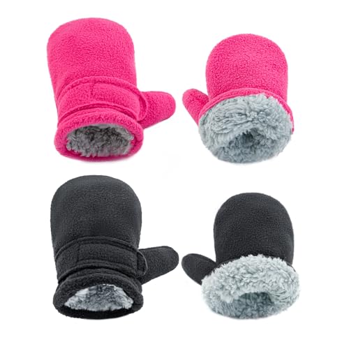 Image of BAVST Baby Toddler Winter Mittens Girls Warm Fleece Lined Gloves Kids Sherpa Lined Mittens for Boys