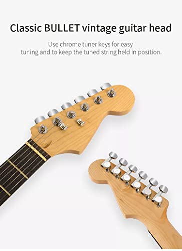 Image of Blueberry R-701-M Full Size Electric Guitar, Tech Rosewood Fretboard, Chrome-Plated Hardware, SSS Pickup, 6-String Right-Handed Beginner Kit with Bag, Strap, Strings & 2 Picks,Black