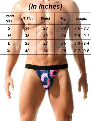 Men's Fun Printed Jock Straps, Low-Rise Double-Layered Wide Belt, Sexy Pouch Underwear Thong Lingerie4