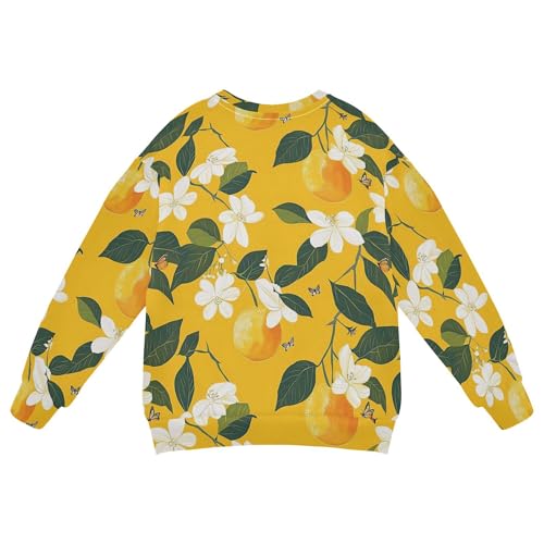 JUNZAN Sweet Yuzu Fruit Yellow Big Girls Hoodie Sweatshirt Crewneck Sweatshirts for Boys Camping 4T2