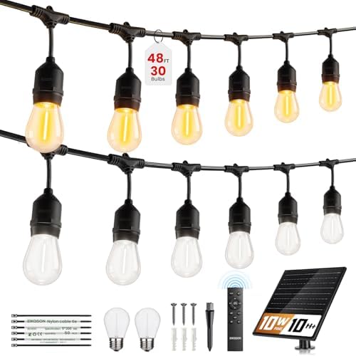 48FT Solar String Lights Outdoor ,Color Adjustable,Intelligent po...