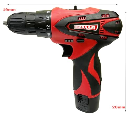 Image of Inditrust Dumdaar 12V Cordless Drill Screwdriver Tool Kit (25PCS) | 1350 RPM Two-Speed Power Drill | 10mm Keyless Chuck | Multi-Torque Clutch | Reversible Switch | Includes 2 x 1.5Ah Power Packs