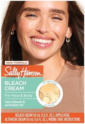Sally Hansen Bleach Cream for Facial Hair & Body Hair, Vegan Formula, Enriched with Glycerin, All Skin Types