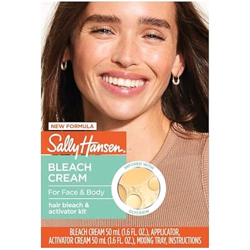 Sally Hansen Bleach Cream for Facial & Body Hair | Vegan Formula with Glycerin | All Skin Types