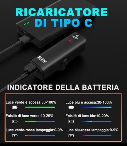 TOWILD CL600/CL1000 Luz Bicicleta, 600/1000 Lúmenes Inteligente Luces Delantera Bicicleta LED para Desplazamiento, Recargable Impermeable IPX6 para Conducción Nocturna, 2000/4000 mAh - imagen 6