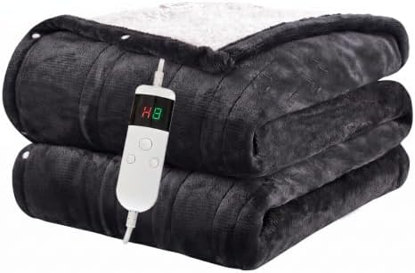 Qieryun Heizdecke Mit Abschaltautomatik, 150x180CM, 10 Heizstufen 8 Stunden Auto-Off-Timer Überhitzungsschutz, Wärme Decke Flanell Maschinenwaschbar, Beheizbare Decke Für Zuhause &