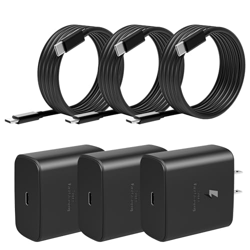 45W USB C Fast Charger for Samsung S23 Ultra,Type C fast Wall Charging for Galaxy S23/S23+/S22/S22 Ultra/S22+/Note 10/20/S20/S21, Galaxy Tab S7/S8 with 6FT Cable(3pack)