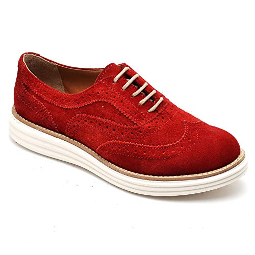 Sapato Oxford Feminino Letícia Alves Camurça Vermelho - 300 (36)